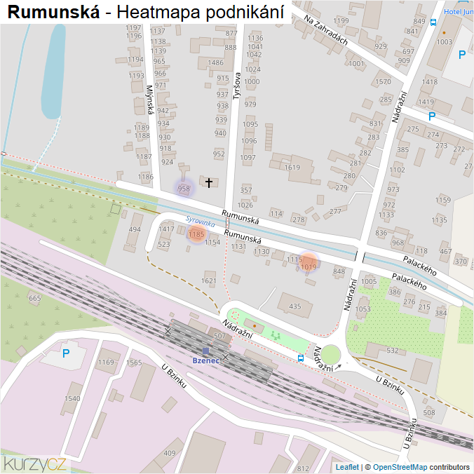 Mapa Rumunská - Firmy v ulici.