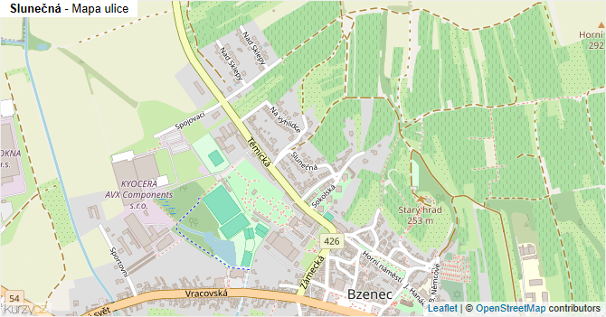 Slunečná - mapa ulice