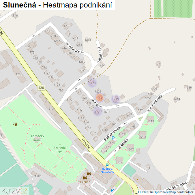 Mapa Slunečná - Firmy v ulici.