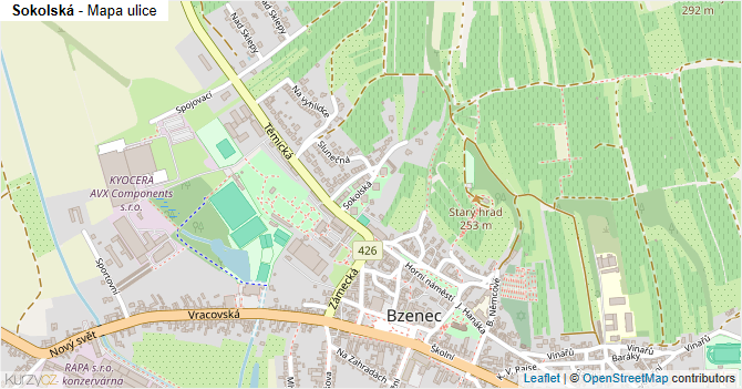 Sokolská - mapa ulice
