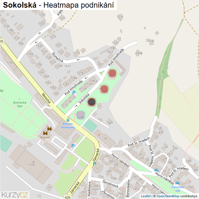 Mapa Sokolská - Firmy v ulici.