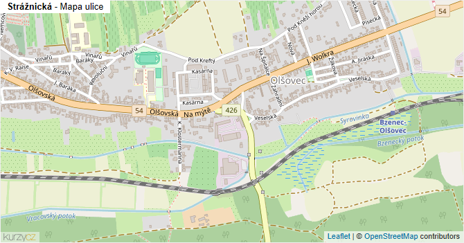 Strážnická - mapa ulice