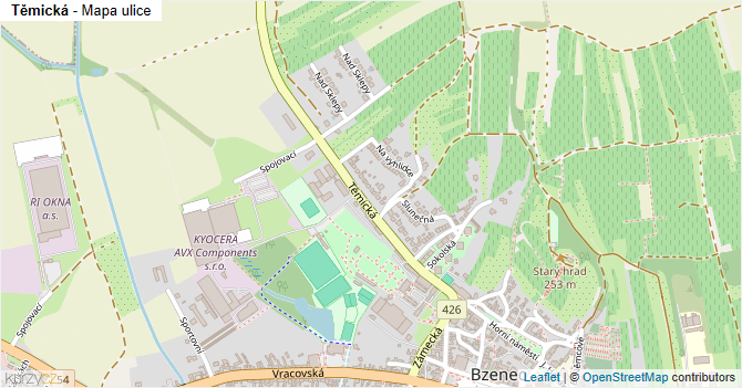 Těmická - mapa ulice