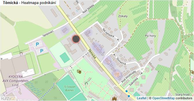 Těmická - mapa podnikání