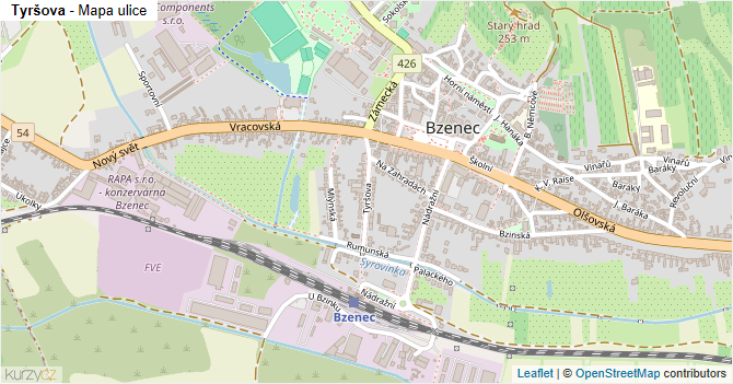 Tyršova - mapa ulice