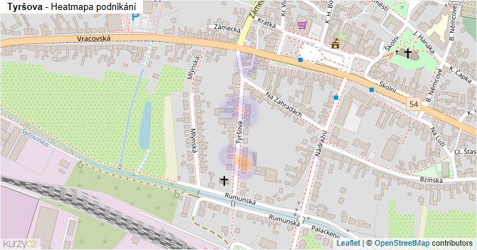 Tyršova - mapa podnikání