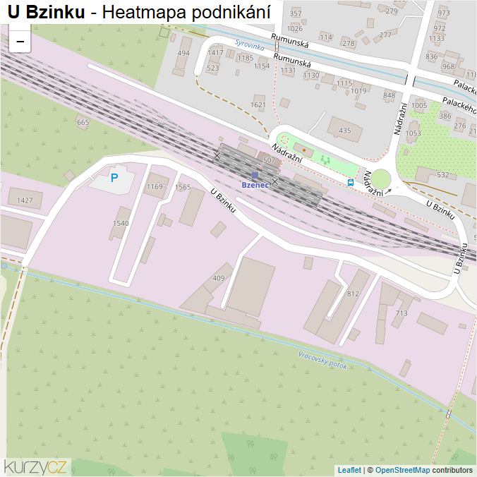 Mapa U Bzinku - Firmy v ulici.