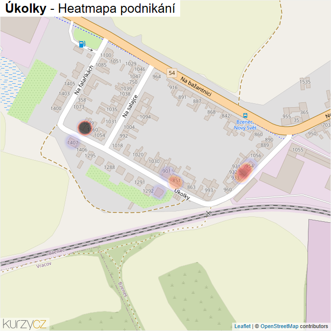 Mapa Úkolky - Firmy v ulici.