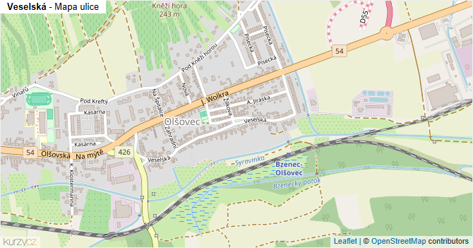 Veselská - mapa ulice