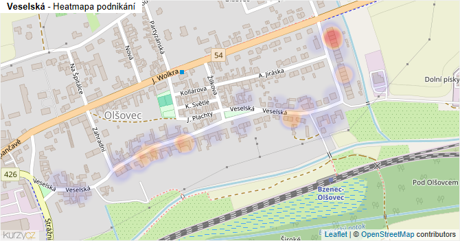 Veselská - mapa podnikání