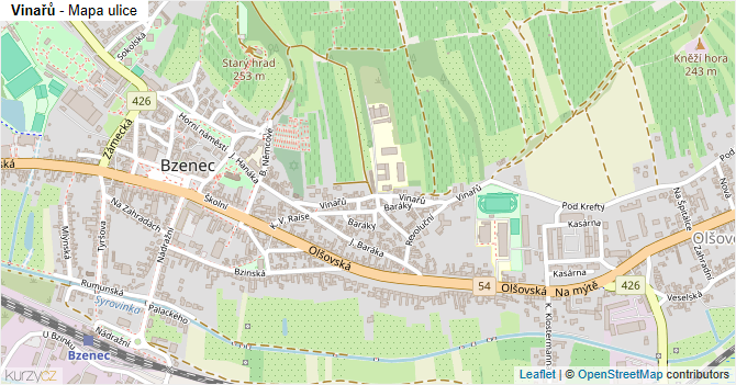 Vinařů - mapa ulice