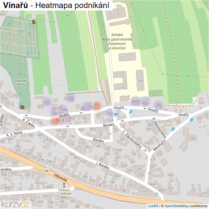 Mapa Vinařů - Firmy v ulici.