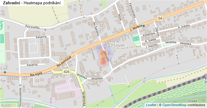 Zahradní - mapa podnikání