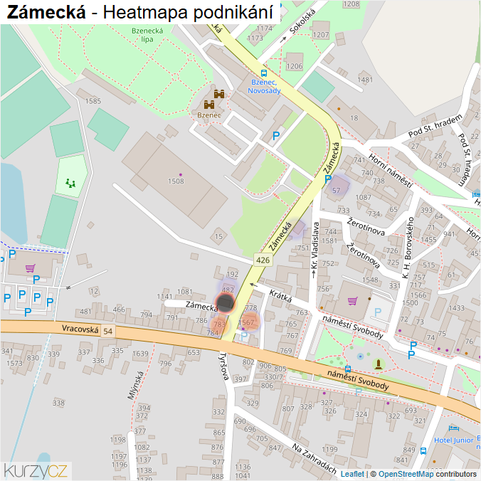 Mapa Zámecká - Firmy v ulici.