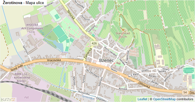 Žerotínova - mapa ulice