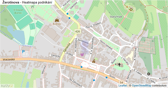 Žerotínova - mapa podnikání