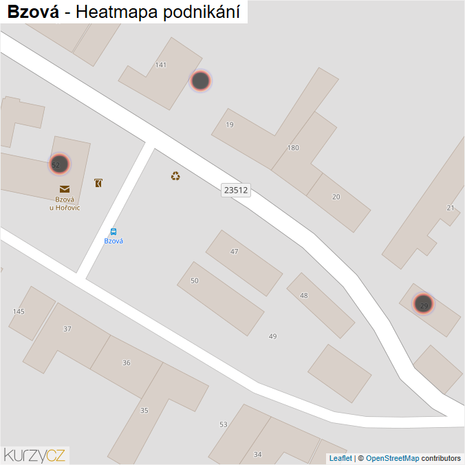 Mapa Bzová - Firmy v obci.