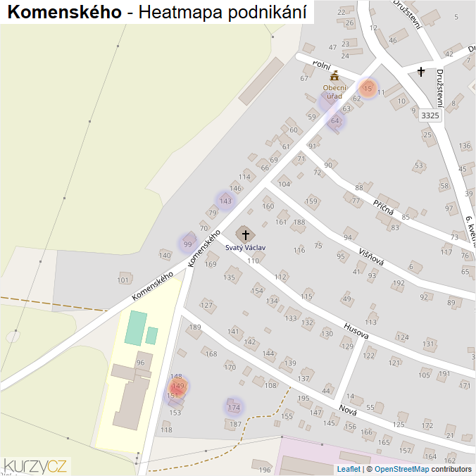 Mapa Komenského - Firmy v ulici.