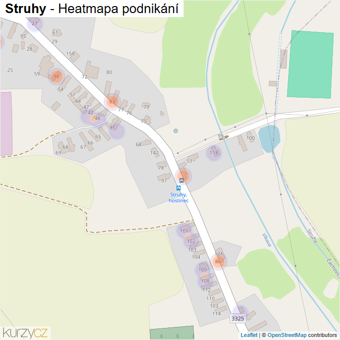 Mapa Struhy - Firmy v části obce.