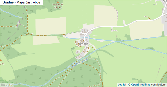 Bradné - mapa části obce