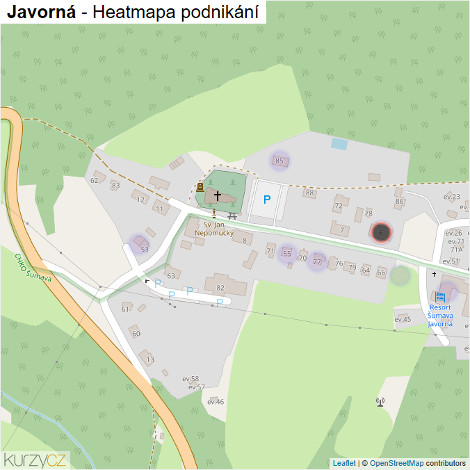Mapa Javorná - Firmy v části obce.