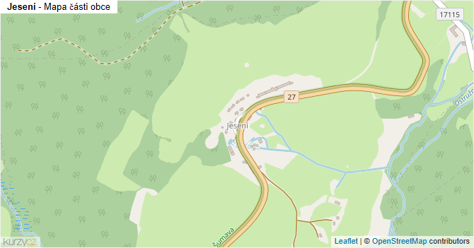 Jesení - mapa části obce