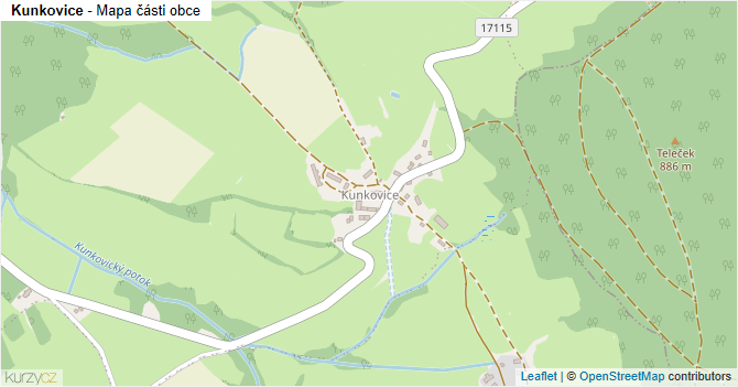Kunkovice - mapa části obce