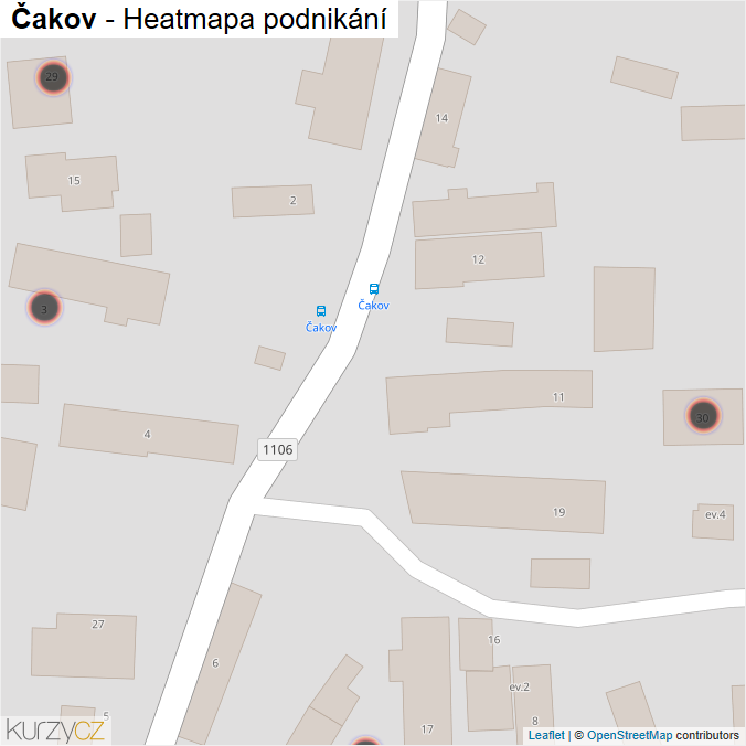 Mapa Čakov - Firmy v obci.