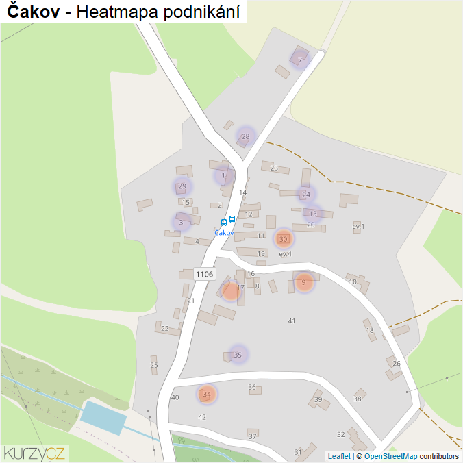 Mapa Čakov - Firmy v části obce.