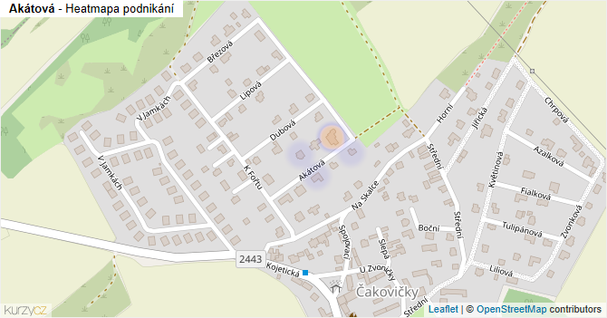 Akátová - mapa podnikání