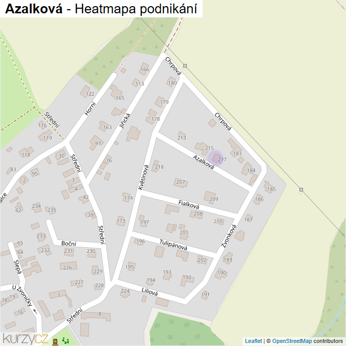 Mapa Azalková - Firmy v ulici.