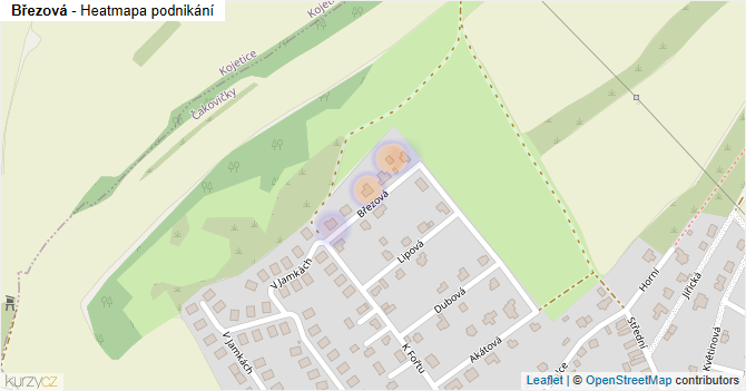 Březová - mapa podnikání
