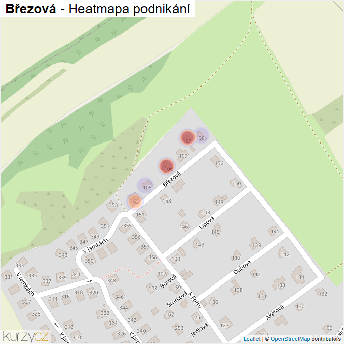 Mapa Březová - Firmy v ulici.