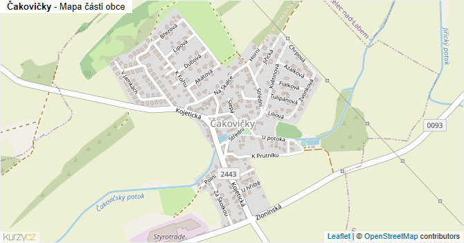 Čakovičky - mapa části obce