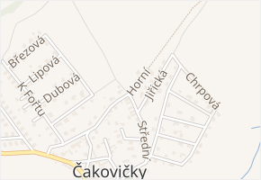 Horní v obci Čakovičky - mapa ulice