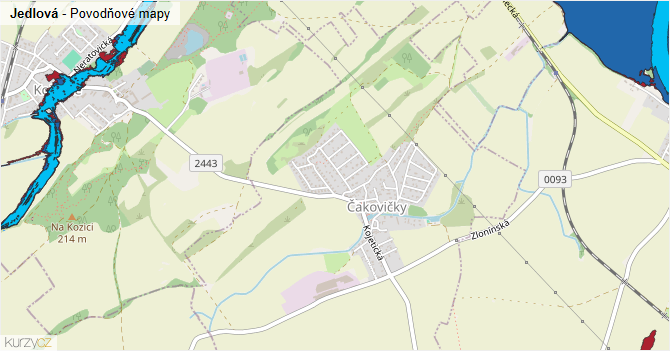 Jedlová - záplavové mapy stoleté vody