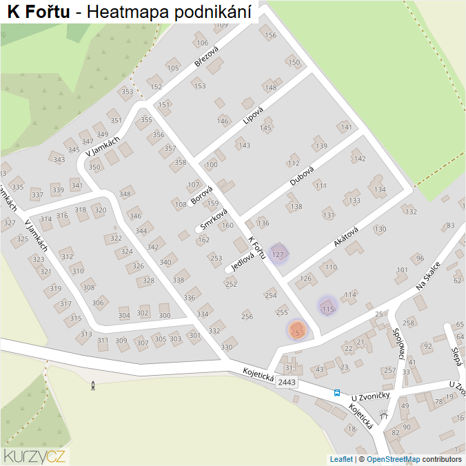 Mapa K Fořtu - Firmy v ulici.