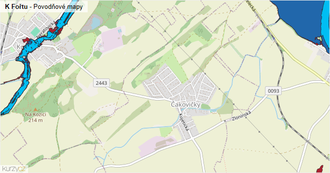 K Fořtu - záplavové mapy stoleté vody