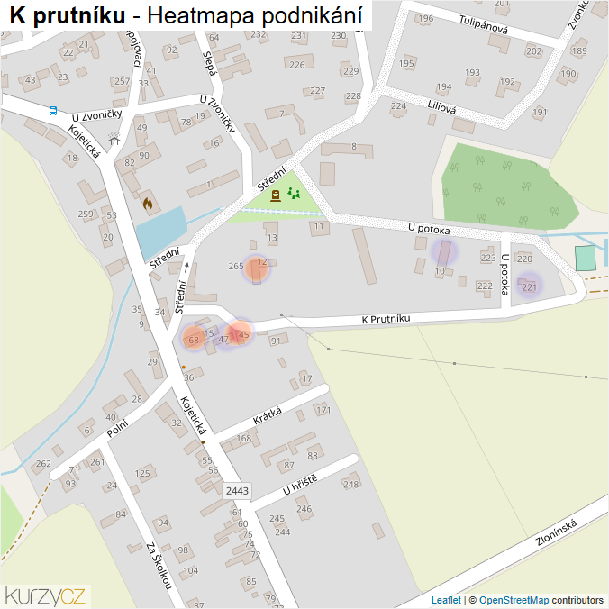 Mapa K prutníku - Firmy v ulici.