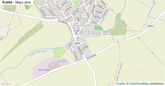 Krátká - mapa ulice
