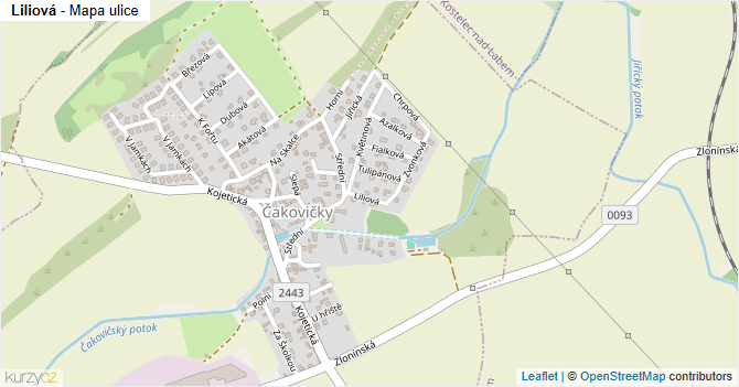 Liliová - mapa ulice