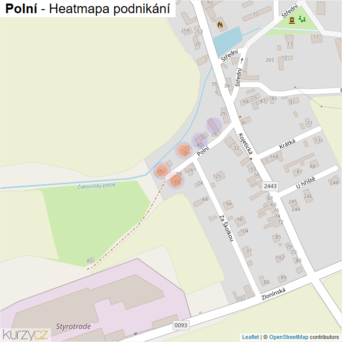 Mapa Polní - Firmy v ulici.