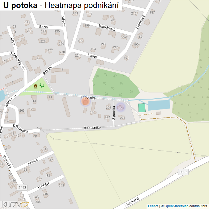Mapa U potoka - Firmy v ulici.