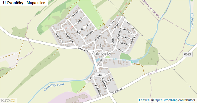 U Zvoničky - mapa ulice