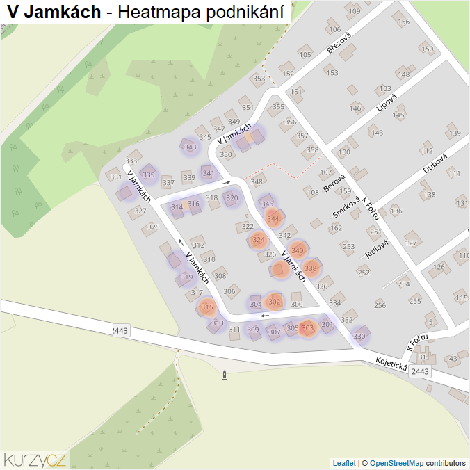Mapa V Jamkách - Firmy v ulici.