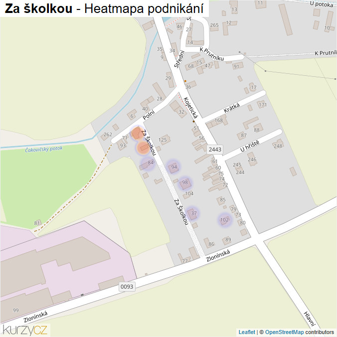 Mapa Za školkou - Firmy v ulici.