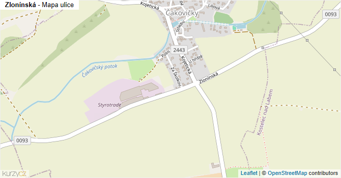 Zlonínská - mapa ulice