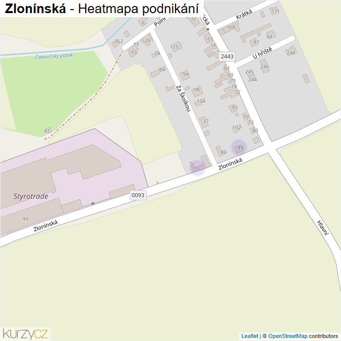 Mapa Zlonínská - Firmy v ulici.
