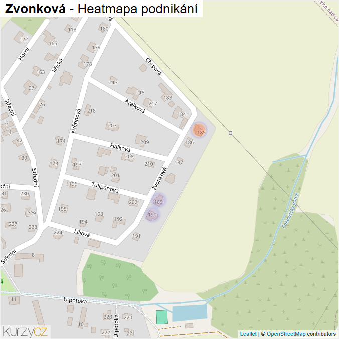 Mapa Zvonková - Firmy v ulici.