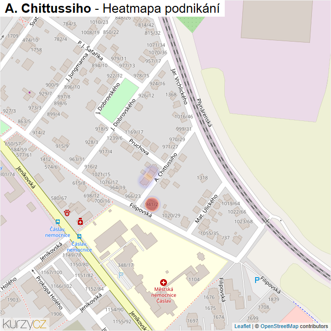 Mapa A. Chittussiho - Firmy v ulici.